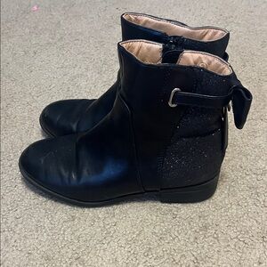 ZBY Black Ankle Boots with Glitter Detail